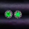 14k Gold 1.9 Ct Vivid Green Natural Emerald & Diamond Earrings