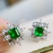 14k Gold 1.7 Ctw Vivid Green Natural Emerald & Diamond Earrings