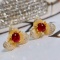 14k Gold 1.5 Ctw Vivid Red Natural Ruby & Diamond Earrings