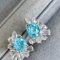 14k Gold 3.5 Ctw Natural Paraiba Tourmaline & Diamond Earrings