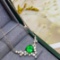 14k Gold 2.01 Ctw Vivid Green Natural Emerald & Diamond Necklace