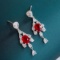 14k Gold 2.8 Ctw Vivid Red Natural Ruby & Diamond Earrings