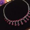 14k Gold 13.58 Ct Vivid Red Natural Ruby & Diamond Necklace
