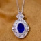 14k Gold 2.35 Ctw Vivid Blue Natural Sapphire & Diamond Pendant