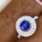 14k Gold 2.84 Ctw Vivid Blue Natural Sapphire & Diamond Ring