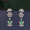 14k Gold 0.92 Ctw Vivid Green Natural Emerald & Diamond Earrings