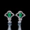 14k Gold 0.94 Ctw Vivid Green Natural Emerald & Diamond Earrings