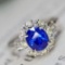 14k Gold 2.44 Ctw Vivid Blue Natural Sapphire & Diamond Ring