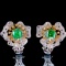 14k Gold 1.84 Ctw Vivid Green Natural Emerald & Diamond Earrings