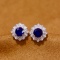 14k Gold 1.79 Ctw Natural Sapphire & Diamond Earrings