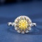 14k Gold 0.41 Ctw Natural Yellow Diamond & Diamond Ring