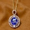 14k Gold 3.18 Ctw Natural Sapphire & Diamond Pendant