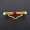 14k Gold 0.41 Ctw Vivid Red Natural Ruby & Diamond Brooch
