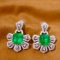 14k Gold 5.83 Ctw Vivid Green Natural Emerald & Diamond Earrings