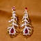 14k Gold 1.71 Ctw Vivid Red Natural Ruby & Diamond Earrings