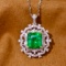 14k Gold 3.61 Ctw Vivid Green Natural Emerald & Diamond Pendant