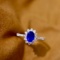 14k Gold 1.17 Ctw Vivid Blue Natural Sapphire & Diamond Ring