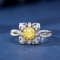 14k Gold 0.52 Ctw Natural Yellow Diamond & Diamond Ring