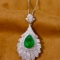 14k Gold 3.11 Ctw Vivid Green Natural Emerald & Diamond Pendant