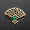 14k Gold 1.28 Ctw Vivid Green Natural Emerald & Diamond Brooch/pendant