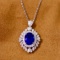 14k Gold 2.17 Ctw Vivid Blue Natural Sapphire & Diamond Pendant