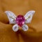 14k Gold 2.91 Ctw Natural Padparadscha Sapphire & Diamond Ring/pendant