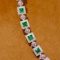 14k Gold 4.89 Ctw Vivid Green Natural Emerald & Diamond Bracelet