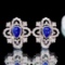 14k Gold 3.07 Ctw Natural Sapphire & Diamond Earrings