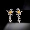 14k Gold 0.90 Ctw Natural Yellow Diamond & Diamond Earrings