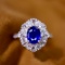 14k Gold 2.55 Ctw Vivid Blue Natural Sapphire & Diamond Ring