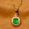 14k Gold 0.70 Ct Vivid Green Natural Emerald Pendant