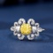 14k Gold 0.66 Ctw Natural Yellow Diamond & Diamond Ring