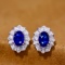 14k Gold 1.46 Ctw Natural Sapphire & Diamond Earrings