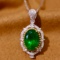 14k Gold 2.14 Ctw Vivid Green Natural Emerald & Diamond Pendant