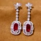 14k Gold 2.58 Ctw Natural Ruby & Diamond Earrings