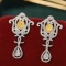 14k Gold 1.30 Ctw Natural Yellow Diamond & Diamond Earrings