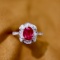 14k Gold 1.46 Ctw Vivid Red Natural Ruby & Diamond Ring