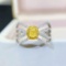 14k Gold 0.82 Ctw Natural Yellow Diamond & Diamond Ring