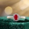 14k Gold 0.77 Ctw Vivid Red Natural Ruby & Diamond Ring