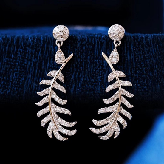14k Gold 0.5 Ct Natural H Diamond Earrings
