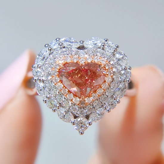 Gia Certified 14k Gold 1.73 Ctw Natural Pink Diamond & Diamond Ring/pendant