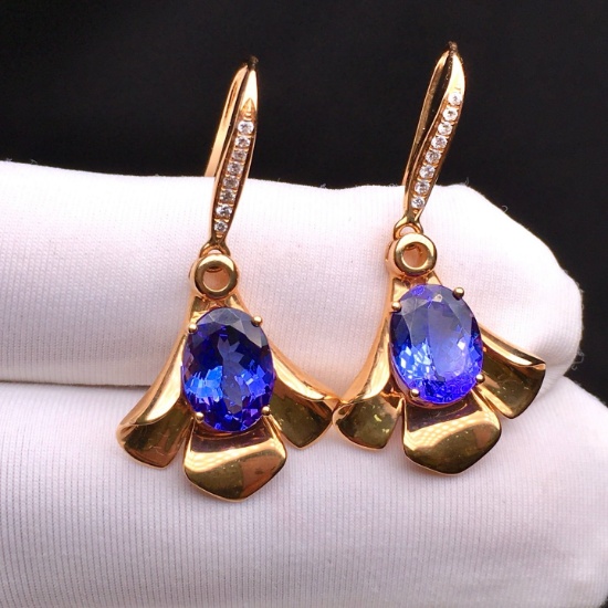 14k Gold 3.25 Ctw Natural Tanzanite & Diamond Earrings
