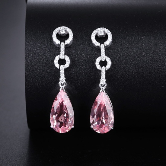 14k Gold 5.17 Ctw Natural Morganite & Diamond Earrings