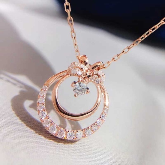 14k Gold 0.16 Ct Natural H Diamond Necklace