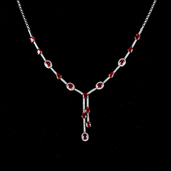 14k Gold 5.33 Ctw Natural Ruby & Diamond Necklace