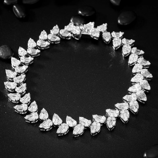 14k Gold 3.26 Ctw Natural H Diamond Bracelet
