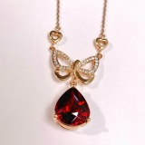 14k Gold 2.63 Ctw Natural Tourmaline & Diamond Necklace