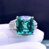 14k Gold 9.88 Ctw Natural Tourmaline & Diamond Ring