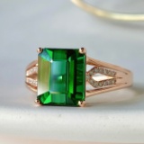 14k Gold 3.85 Ctw Natural Tourmaline & Diamond Ring