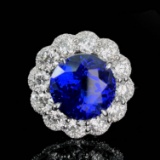 14k Gold 9.39 Ctw Vivid Blue Natural Tanzanite & Aquamarine Ring